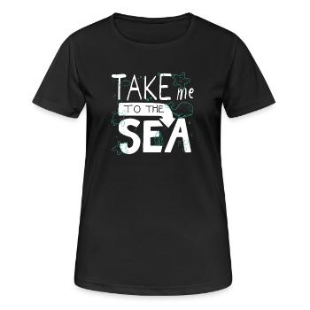 Emmène-moi à la mer – Gribouillage Sea Saying - T-shirt respirant Femme - noir - Devant - AI Model Female 172 light (172cm)