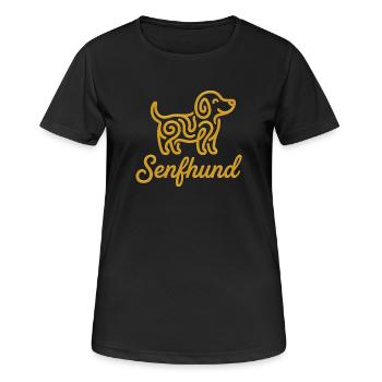 Senfhund - Lustiges Mischling Hundedesign - Frauen T-Shirt atmungsaktiv - Schwarz - Vorne - AI Model Female 172 light (172cm)