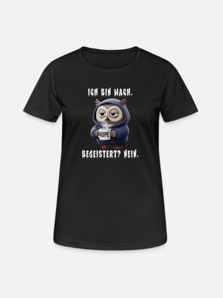 Schlafmüde Eule Hoodie NOPE Humor - Dame T-shirt svedtransporterende - sort