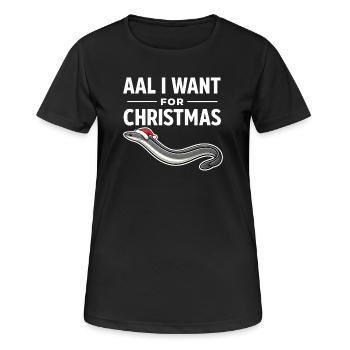 Aal que je veux pour Noël – Chemise drôle d’anguille - T-shirt respirant Femme - noir - Devant - AI Model Female 172 light (172cm)