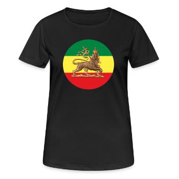Lion of Judah Rasta Reggae Roots Jah Rastafari - T-shirt respirant Femme - noir - Devant - AI Model Female 172 light (172cm)
