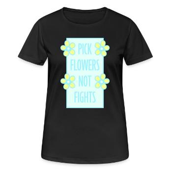 Cueillez des fleurs, pas des disputes, fleurs Paix Logo drôle - T-shirt respirant Femme - noir - Devant - AI Model Female 172 light (172cm)