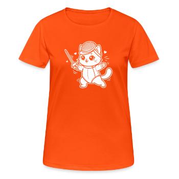 Fechten Kawaii Katze - Frauen T-Shirt atmungsaktiv - Neonorange - Vorne - AI Model Female 172 dark (172cm)