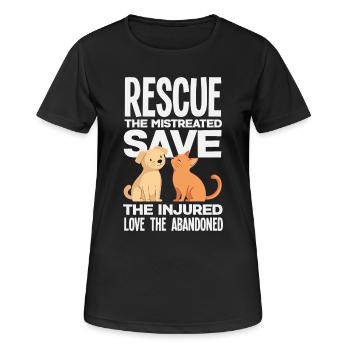 Care Adopt Animal Rescue Rescue Injured - Women's Breathable T-Shirt - black - Front - AI Model Female 172 light (172cm)