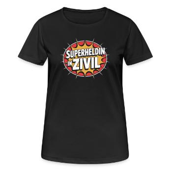Super-héroïne en costume de super-héros civil - T-shirt respirant Femme - noir - Devant - AI Model Female 172 light (172cm)