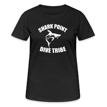 SHARK POINT DIVE TRIBE - Frauen T-Shirt atmungsaktiv - Schwarz - Vorne - AI Model Female 172 light (172cm)