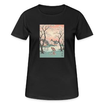 Traditioneller Japanischer Kirschblüten - Frauen T-Shirt atmungsaktiv - Schwarz - Vorne - AI Model Female 172 light (172cm)