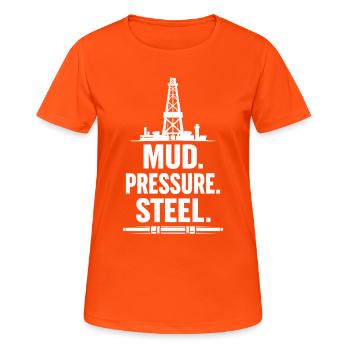 Offshore-bohrer-rig-bohrer Bohrboden Offshore - Frauen T-Shirt atmungsaktiv - Neonorange - Vorne - AI Model Female 172 dark (172cm)