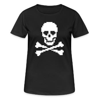 Pixel Skull Crossbones - Women's Breathable T-Shirt - black - Front - AI Model Female 172 light (172cm)