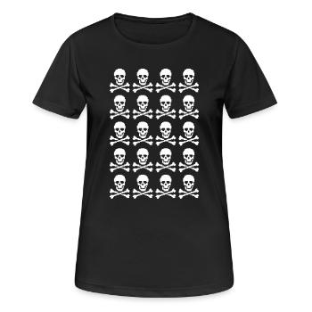 Skull & Crossbones Repeating Pattern - Women's Breathable T-Shirt - black - Front - AI Model Female 172 light (172cm)