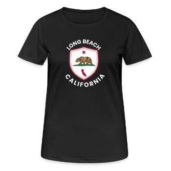 Long Beach, California - Women's Breathable T-Shirt - black - Front - AI Model Female 172 light (172cm)