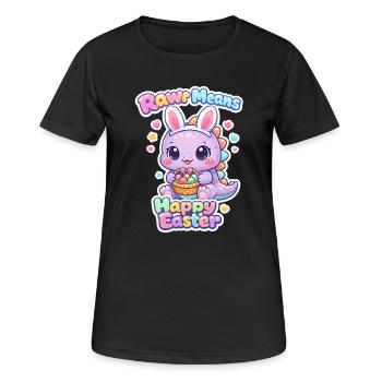 Hasen Kinder Ostern Rawr Dino Happy Easter - Frauen T-Shirt atmungsaktiv - Schwarz - Vorne - AI Model Female 172 light (172cm)