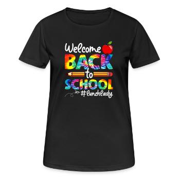 Lunch Lady Crew Tie Dye Leopard Back to School - Women's Breathable T-Shirt - black - Front - AI Model Female 172 light (172cm)