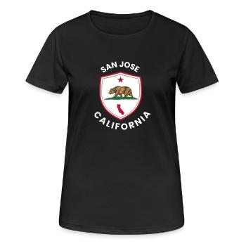 San Jose Shield Bear Emblem - Frauen T-Shirt atmungsaktiv - Schwarz - Vorne - AI Model Female 172 light (172cm)