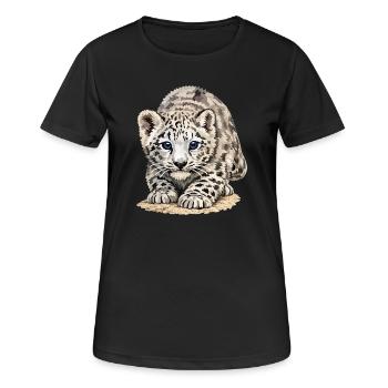 Sia Schneeleopard - Frauen T-Shirt atmungsaktiv - Schwarz - Vorne - AI Model Female 172 light (172cm)