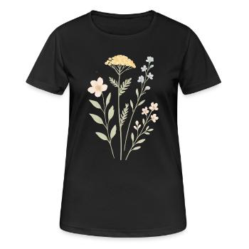 Wild Floral Power Watercolors - Women's Breathable T-Shirt - black - Front - AI Model Female 172 light (172cm)