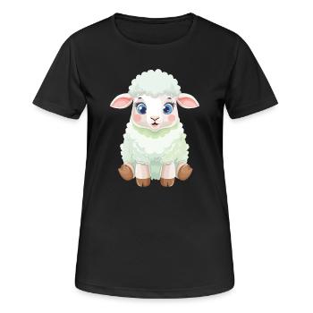 Pastell Lammchen Flauschig - Frauen T-Shirt atmungsaktiv - Schwarz - Vorne - AI Model Female 172 light (172cm)