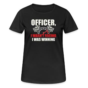 Officer, ich bin nicht gefahren, ich habe gewonnen. - Frauen T-Shirt atmungsaktiv - Schwarz - Vorne - AI Model Female 172 light (172cm)
