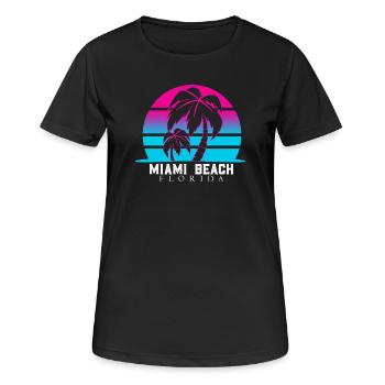 Miami Beach Palmen Neon - Frauen T-Shirt atmungsaktiv - Schwarz - Vorne - AI Model Female 172 light (172cm)