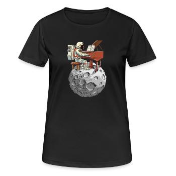Piano lunaire avec combinaison spatiale - T-shirt respirant Femme - noir - Devant - AI Model Female 172 light (172cm)