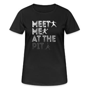 Triff mich in der Grube - Frauen T-Shirt atmungsaktiv - Schwarz - Vorne - AI Model Female 172 light (172cm)