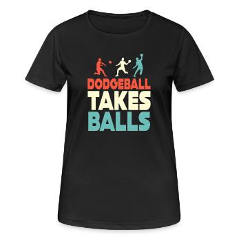 Le ballon au prisonnier prend des balles - T-shirt respirant Femme - noir - Devant - AI Model Female 172 light (172cm)