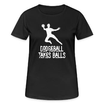 Le ballon au prisonnier prend des balles - T-shirt respirant Femme - noir - Devant - AI Model Female 172 light (172cm)