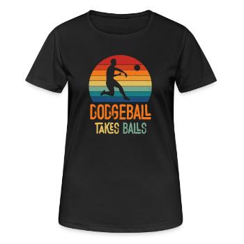 Ballon au prisonnier prend des ballons Arc-en-ciel rétro - T-shirt respirant Femme - noir - Devant - AI Model Female 172 light (172cm)