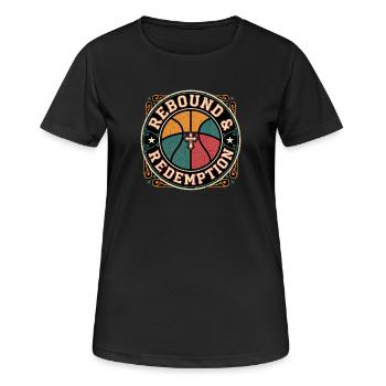 Rebounds And Redemption Christlicher Basketball - Frauen T-Shirt atmungsaktiv - Schwarz - Vorne - AI Model Female 172 light (172cm)