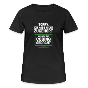Coding Monitor Tee - Frauen T-Shirt atmungsaktiv - Schwarz - Vorne - AI Model Female 172 light (172cm)