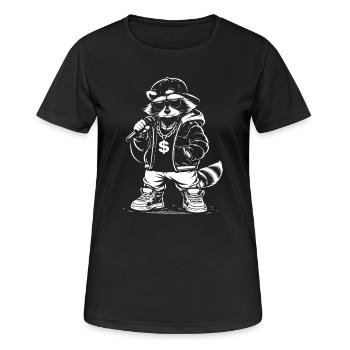 Rappeur de raton laveur avec du bling - T-shirt respirant Femme - noir - Devant - AI Model Female 172 light (172cm)