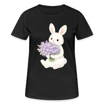 Bunny with lilac illustration - Women's Breathable T-Shirt - black - Front - AI Model Female 172 light (172cm)