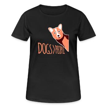 Chiens sur les gens, chien Drôle de proverbe antisocial - T-shirt respirant Femme - noir - Devant - AI Model Female 172 light (172cm)