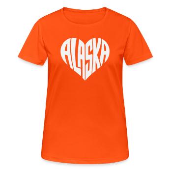 Alaska, USA Herzschriftzug kantig - Frauen T-Shirt atmungsaktiv - Neonorange - Vorne - AI Model Female 172 dark (172cm)