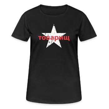 товарищ - Frauen T-Shirt atmungsaktiv - Schwarz - Vorne - AI Model Female 172 light (172cm)