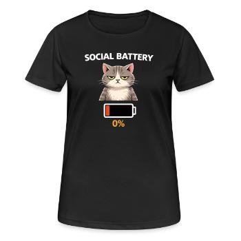 Katze mit niedriger Sozialbatterie - Frauen T-Shirt atmungsaktiv - Schwarz - Vorne - AI Model Female 172 light (172cm)