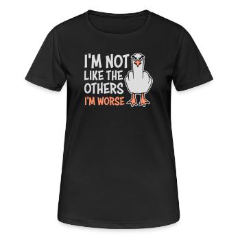 Mittelfinger Möwe Im Not Like The Others I'm Worse - Frauen T-Shirt atmungsaktiv - Schwarz - Vorne - AI Model Female 172 light (172cm)