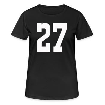 Ziffern 27 Kontrast-Design - Frauen T-Shirt atmungsaktiv - Schwarz - Vorne - AI Model Female 172 light (172cm)