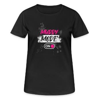 Mode boueux lors de la course boueuse Schlammlauf Run Muddy - T-shirt respirant Femme - noir - Devant - AI Model Female 172 light (172cm)
