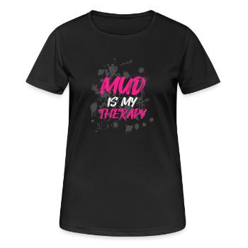 Mud is my therapy Schlammlauf Mud Run Muddy Race - Women's Breathable T-Shirt - black - Front - AI Model Female 172 light (172cm)