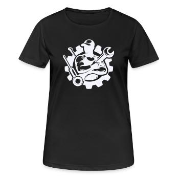 Schrauberkraft im Zahnrad-Design - Frauen T-Shirt atmungsaktiv - Schwarz - Vorne - AI Model Female 172 light (172cm)