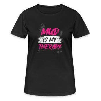 Mud is my therapy Schlammlauf Mud Run Muddy Race - Frauen T-Shirt atmungsaktiv - Schwarz - Vorne - AI Model Female 172 light (172cm)