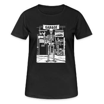 Skelett in der Werkstatt - Frauen T-Shirt atmungsaktiv - Schwarz - Vorne - AI Model Female 172 light (172cm)