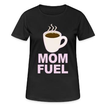 Mom Fuel – Coffee Powered Mom Design - Women's Breathable T-Shirt - black - Front - AI Model Female 172 light (172cm)