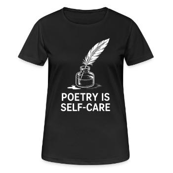 Poesie-Selbstfürsorge-Federdesign - Frauen T-Shirt atmungsaktiv - Schwarz - Vorne - AI Model Female 172 light (172cm)