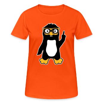Penguin Geek Lunettes Index Lus Arrogant - T-shirt respirant Femme - orange néon - Devant - AI Model Female 172 dark (172cm)