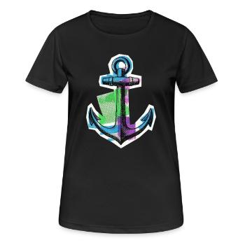 Capitaine marin marin - T-shirt respirant Femme - noir - Devant - AI Model Female 172 light (172cm)