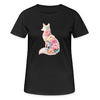 Fuchs Pastell Blumen Silhouette - Frauen T-Shirt atmungsaktiv - Schwarz - Vorne - AI Model Female 172 light (172cm)
