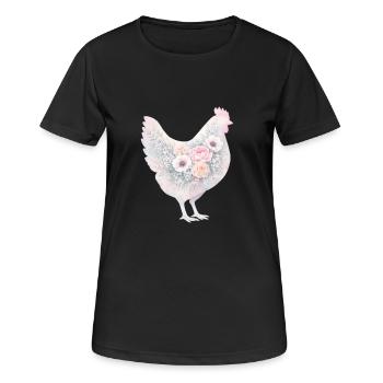 Peinture aquarelle de poule poule - T-shirt respirant Femme - noir - Devant - AI Model Female 172 light (172cm)