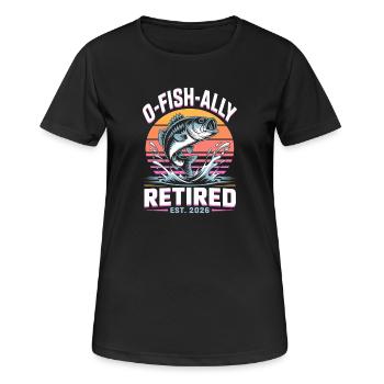 Ofish Ally Retired 2026 - Frauen T-Shirt atmungsaktiv - Schwarz - Vorne - AI Model Female 172 light (172cm)